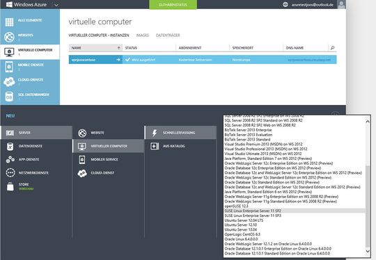 Abbildung 3: In Windows Azure erstellen Administratoren virtuelle Linux-Computer im Verwaltungsportal.