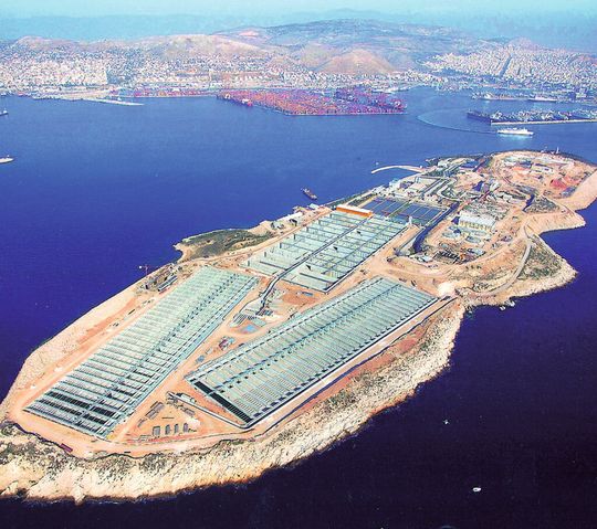 Psyttalia Wastewater Treatment Plant: Die Abwässer von Athen werden über eine 1,5 km lange Pipeline vom Festland zur Kläranlage auf der Felsinsel Psyttalia gepumpt. Pneumatische Automatisierungstechnik reduziert die Investitions-, Installations- und Betriebskosten. Psyttalia Wastewater Treatment Plant: Die Abwässer von Athen werden über eine 1,5 km lange Pipeline vom Festland zur Kläranlage auf der Felsinsel Psyttalia gepumpt. Pneumatische Automatisierungstechnik reduziert die Investitions-, Installations- und Betriebskosten.