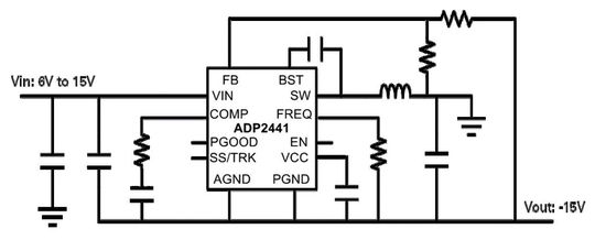 Bild 1: Blockschaltbild einer invertierenden Buck-Boost-Schaltung
