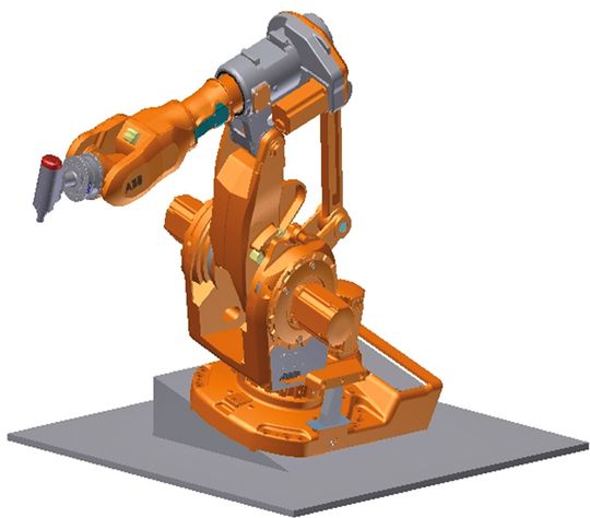 Bild 8: Die Bearbeitungspräzision eines Roboters kann durch Vorspannung der ersten Achse mittels geneigter Aufstellung erhöht werden.