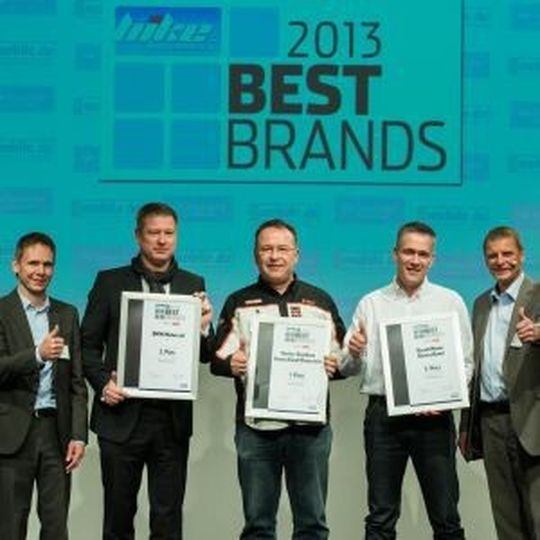 Die Best Brands 2013 aus der Händlerzufriedenheitsabfrage der »bike und business« stehen seit dem 21. November fest. Im Bild die Sieger Motorrad Volumen. Die Best Brands 2013 aus der Händlerzufriedenheitsabfrage der »bike und business« stehen seit dem 21. November fest. Im Bild die Sieger Motorrad Volumen.