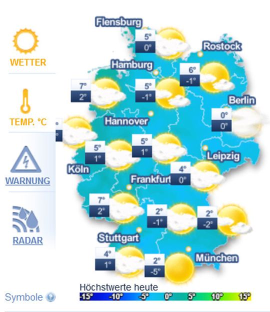 Jeder weiß eine solche Wetterkarte zu lesen