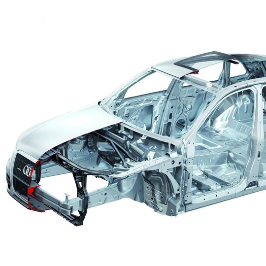 Die Karosserie des Audi Q5 – Leichtbau durch einen großen Anteil hoch- und ultrahochfester Stahlwerkstoffe. Die Karosserie des Audi Q5 – Leichtbau durch einen großen Anteil hoch- und ultrahochfester Stahlwerkstoffe.