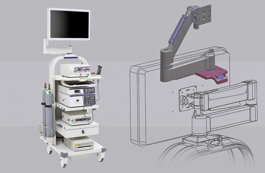 Klinik-Workstation: Die Positionierung des Bildschirmes muss mühelos mit einer Hand möglich sein, wobei der 10 kg schwere Monitor gegen sein eigenes Gewicht ausbalanciert sein soll. Klinik-Workstation: Die Positionierung des Bildschirmes muss mühelos mit einer Hand möglich sein, wobei der 10 kg schwere Monitor gegen sein eigenes Gewicht ausbalanciert sein soll.