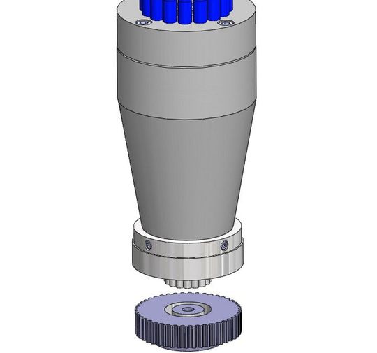 Die Montagevorrichtung von Gießler schießt zeitgleich mit einer Zuführdüse alle Nadeln in den Lagerspalt. Die Montagevorrichtung von Gießler schießt zeitgleich mit einer Zuführdüse alle Nadeln in den Lagerspalt.