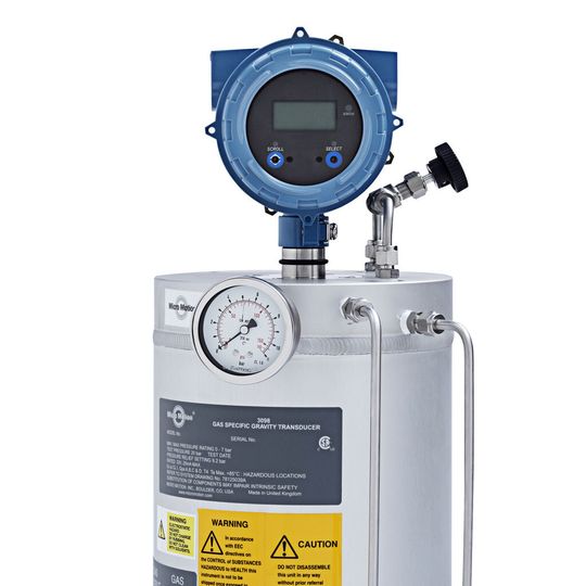 Das Micro Motion Gasdichtemessgerät misst direkt das Molekulargewicht des Gases und kann konfiguriert werden, die Reinheit des Wasserstoffs, das spezifische Gewicht, den Brennwert/BTU oder den Wobbe-Index zu bestimmen. Das Micro Motion Gasdichtemessgerät misst direkt das Molekulargewicht des Gases und kann konfiguriert werden, die Reinheit des Wasserstoffs, das spezifische Gewicht, den Brennwert/BTU oder den Wobbe-Index zu bestimmen.