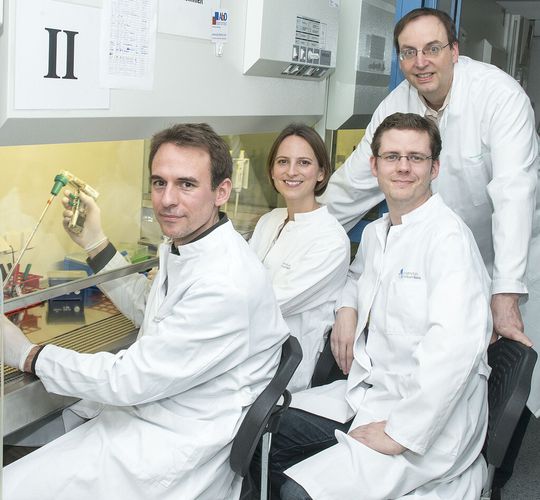 Dr. Daniel Engel, Dr. Christina Weisheit, Dr. Lars Franken und Prof. Dr. Christian Kurts (von links) vom Institut für Experimentelle Immunologie des Universitätsklinikums Bonn. Dr. Daniel Engel, Dr. Christina Weisheit, Dr. Lars Franken und Prof. Dr. Christian Kurts (von links) vom Institut für Experimentelle Immunologie des Universitätsklinikums Bonn.