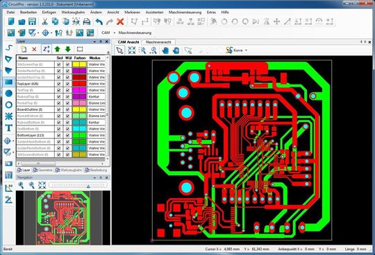Bild 4: CAM-Ansicht des Layouts in CircuitPro
