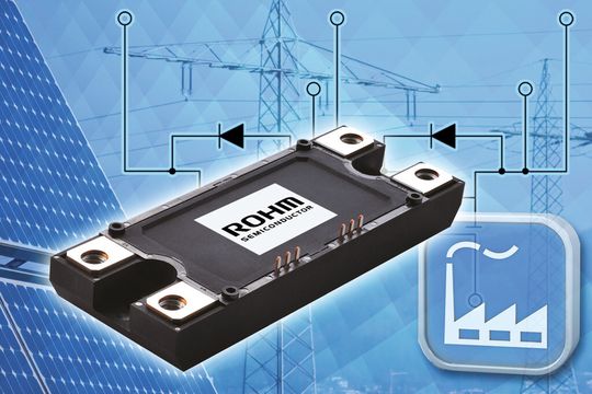 Bild 1: Das aus SiC-MOSFETs aufgebaute Halbbrücken-Power-Modul kann im Vergleich zu Si-IGBT-Modulen die Schaltverluste um bis zu 85% senken. Bild 1: Das aus SiC-MOSFETs aufgebaute Halbbrücken-Power-Modul kann im Vergleich zu Si-IGBT-Modulen die Schaltverluste um bis zu 85% senken.