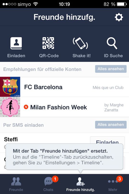 Über Kontakte und andere Dienste lassen sich weitere Benutzer einladen.