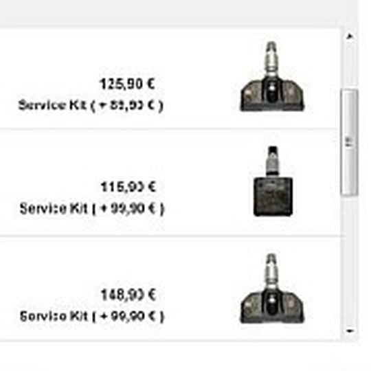 Der Konfigurator von BMW zeigt die verfügbaren RDKS-Sensoren an.