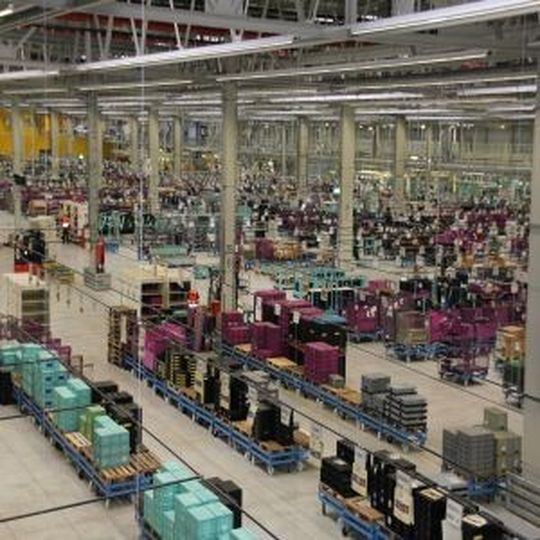 Vorstellung über Dimensionen: Blick in die Logistik im BMW-Werk Leipzig. Vorstellung über Dimensionen: Blick in die Logistik im BMW-Werk Leipzig.