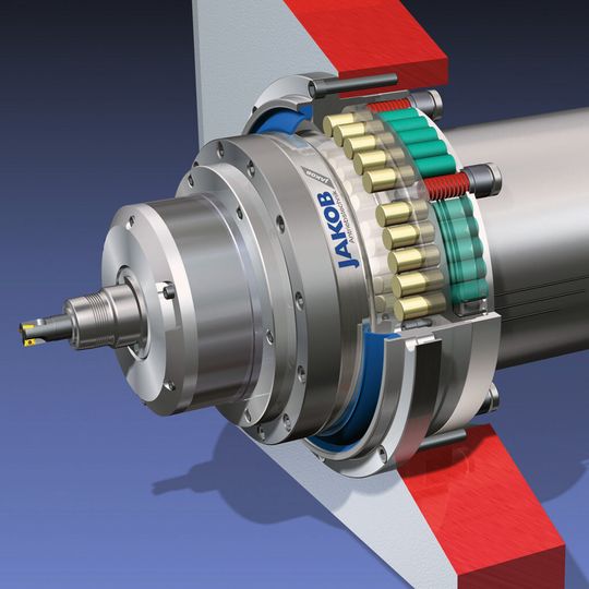 Das Motorspindel-Schutzsystem von Jakob Antriebstechnik umfasst ein gefügtes Doppelflanschsystem. Das Motorspindel-Schutzsystem von Jakob Antriebstechnik umfasst ein gefügtes Doppelflanschsystem.