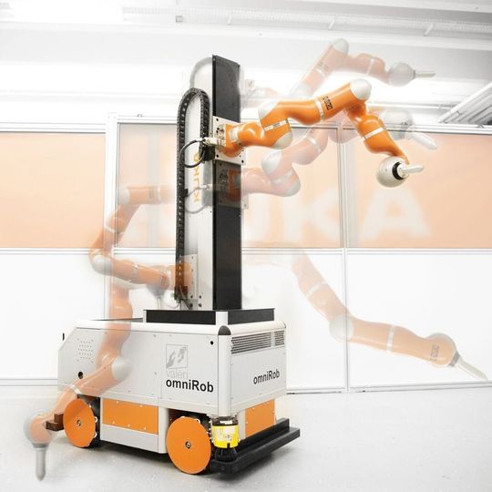 Der neue Helfer für die Luftfahrtindustrie basiert auf "omniRob", einem mobilen Roboter von Kuka.