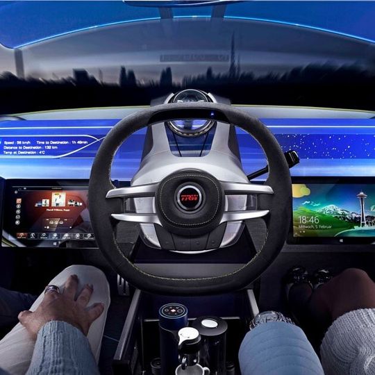 Die flexible Positionierung des TRW-Lenkrads erlaubt dem Fahrer, das Fahrzeug entweder selber zu lenken, dem Beifahrer die Steuerung zu übergeben oder das Lenkrad im automatisierten Fahrmodus in der Fahrzeugmitte zu parken. Die flexible Positionierung des TRW-Lenkrads erlaubt dem Fahrer, das Fahrzeug entweder selber zu lenken, dem Beifahrer die Steuerung zu übergeben oder das Lenkrad im automatisierten Fahrmodus in der Fahrzeugmitte zu parken.