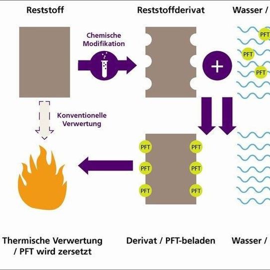 Modifizierte biogene Materialien adsorbieren PFT aus kontaminierten Wässern. Modifizierte biogene Materialien adsorbieren PFT aus kontaminierten Wässern.