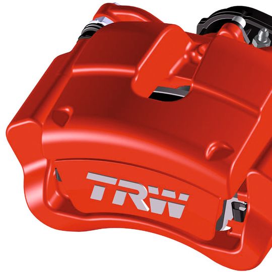 Ein Bremssystem von TRW in Leichtbau-Aluminium-Bauweise. Ein Bremssystem von TRW in Leichtbau-Aluminium-Bauweise.