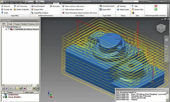 CAM operations are automatically updated in Hypermill when changes are made to the CAD model. CAM operations are automatically updated in Hypermill when changes are made to the CAD model.