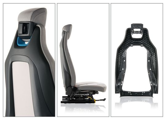 Die Rückenlehne des Fahrer- und Beifahrersitzes ist das erste spritzgegossene und unlackierte Sitzstrukturbauteil aus Polyamid, das eine sichtbare Oberfläche hat. Ihre finale, komplexe und vor allem sehr schlanke Gestalt erhielt die Rückenlehne aus «Ultramid» nur durch den frühen Einsatz des universellen Simulationsinstruments «Ultrasim». Die Rückenlehne des Fahrer- und Beifahrersitzes ist das erste spritzgegossene und unlackierte Sitzstrukturbauteil aus Polyamid, das eine sichtbare Oberfläche hat. Ihre finale, komplexe und vor allem sehr schlanke Gestalt erhielt die Rückenlehne aus «Ultramid» nur durch den frühen Einsatz des universellen Simulationsinstruments «Ultrasim».