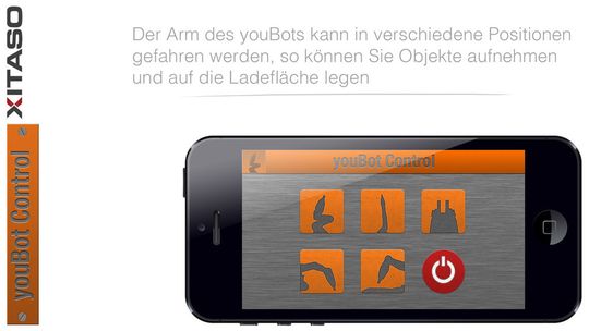 Die App ermöglicht die Steuerung des youBots per Smartphone. Die App ermöglicht die Steuerung des youBots per Smartphone.