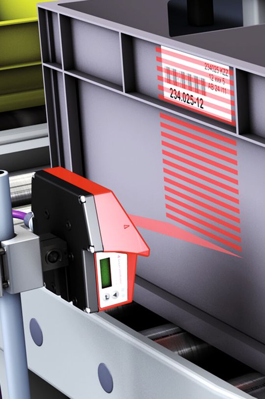 Mit Hilfe eines Schwenkspiegels scannen Barcodeleser von Leuze Electronic selbst große Lesefelder problemlos. Mit Hilfe eines Schwenkspiegels scannen Barcodeleser von Leuze Electronic selbst große Lesefelder problemlos.