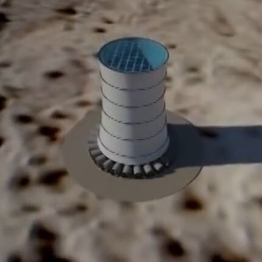 Der Turm einer geplanten Fallwindanlage in einer Illustration. Der Turm einer geplanten Fallwindanlage in einer Illustration.
