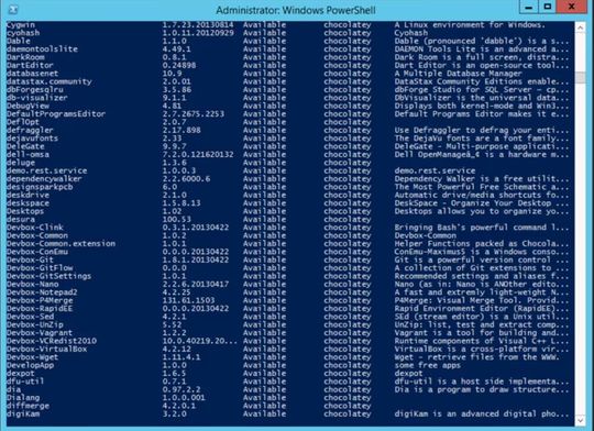 Mit OneGet können Administratoren verschiedene Pakete installieren und eine Übersicht anzeigen lassen.
