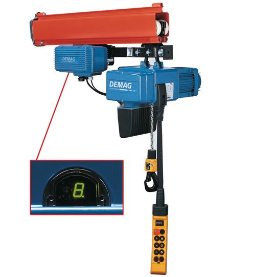 Demag Fahrantrieb E22-C im Einsatz mit einem Kettenzug DC-Pro am Leichtkransystem KBK Demag Fahrantrieb E22-C im Einsatz mit einem Kettenzug DC-Pro am Leichtkransystem KBK