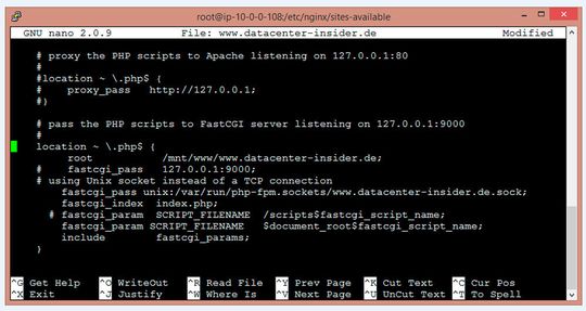 Für die Übergabe von PHP-Skripten an den PHP-Interpreter lässt sich wahlweise mit Hilfe von Unix-Sockets oder TCP-Verbindungen implementieren.
