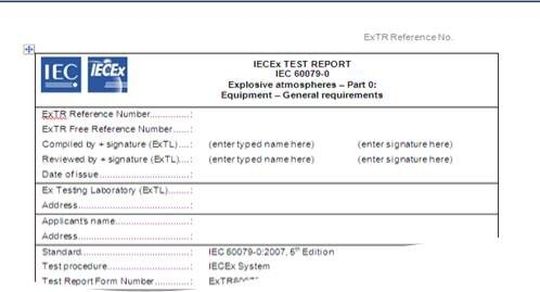 Ein IECEx-Test Report nach der IEC 60079-0 Ein IECEx-Test Report nach der IEC 60079-0