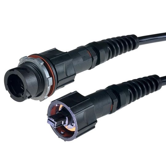 Die LWL-Mehrfaserstecker nach IP68 sind laut Hersteller für den Innen- und dank ihrer robusten Ausführung auch für den Außeneinsatz geeignet. Die LWL-Mehrfaserstecker nach IP68 sind laut Hersteller für den Innen- und dank ihrer robusten Ausführung auch für den Außeneinsatz geeignet.
