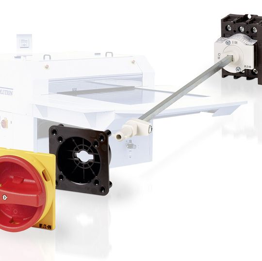 Die Lasttrennschalter P1 und P3 können mit einer metallischen Verlängerungsachse in den Schaltschrank eingebaut werden.