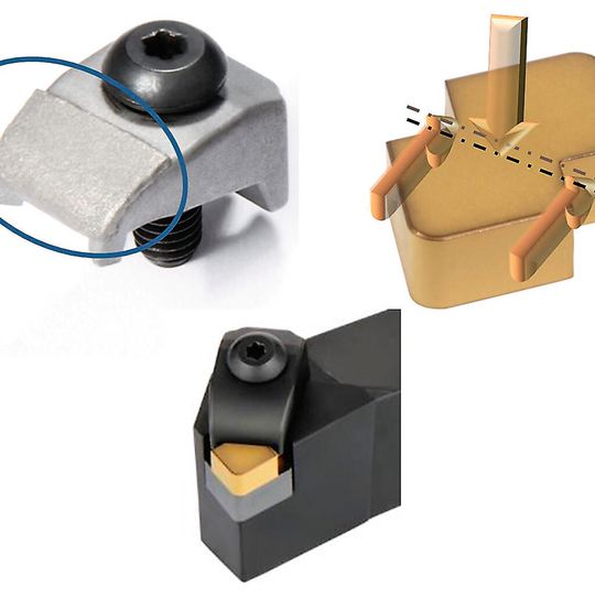 Bild 1: Eine Hartmetallaufpanzerung (siehe Kreis) verhindert das Auswaschen von kleinen Partikeln der Spannfinger.