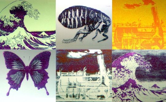 Die Zusammenstellung zeigt Bilder, die mit der Nanopixel-Technologie der britischen Forscher erzeugt wurden. Jedes einzene Bild misst nur 70 Mikrometer Kantenlänge – weniger als eine Haaresbreite. Die Zusammenstellung zeigt Bilder, die mit der Nanopixel-Technologie der britischen Forscher erzeugt wurden. Jedes einzene Bild misst nur 70 Mikrometer Kantenlänge – weniger als eine Haaresbreite.