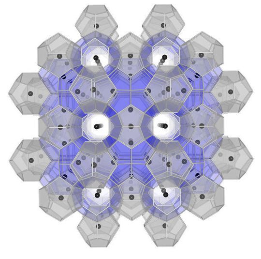 Clathrat-Kristalle bestehen aus winzigen Käfigen, in denen einzelne Atome eingesperrt sein können. Clathrat-Kristalle bestehen aus winzigen Käfigen, in denen einzelne Atome eingesperrt sein können.