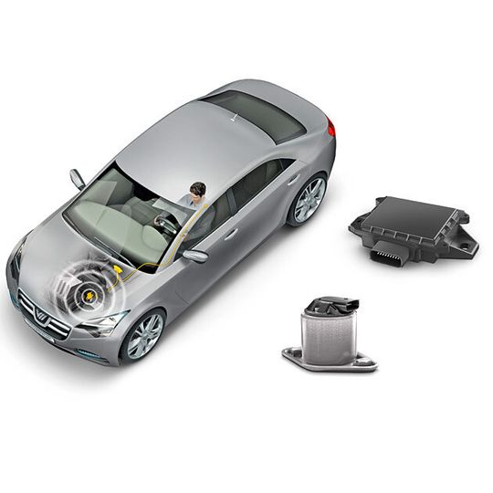 Das AVC-System (Active Vibration Control), bestehend aus elektronischer Steuereinheit, elektrodynamischem Aktuator und Eingangssensor (Mikrofon oder Beschleunigungssensor). Das AVC-System (Active Vibration Control), bestehend aus elektronischer Steuereinheit, elektrodynamischem Aktuator und Eingangssensor (Mikrofon oder Beschleunigungssensor).