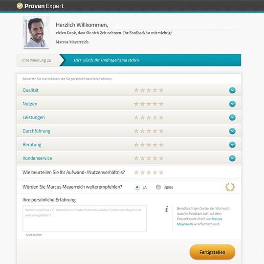 Die Online-Plattform Provenexpert.com ermöglicht es Dienstleistern, Kundenfeedback zu sammeln, auszuwerten und zu veröffentlichen. Die Online-Plattform Provenexpert.com ermöglicht es Dienstleistern, Kundenfeedback zu sammeln, auszuwerten und zu veröffentlichen.
