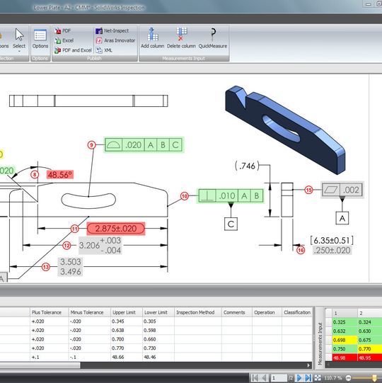 Mit Solidworks Inspection lassen sich Prüf- und Bemusterungsberichte automatisiert erstellen.