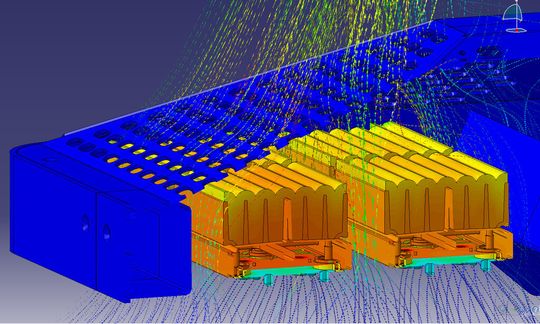Figure 2: With optimization in the thermal simulation software, the team was able to verify quickly and reliably whether the dirt deposition on the heatsink could lead to malfunction while the luminaire is working.