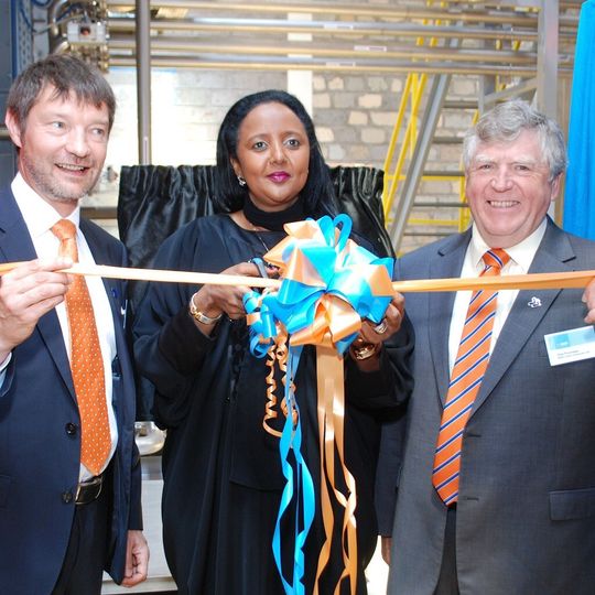 BASF's Construction Chemicals plant for concrete admixtures in Nairobi, Kenya. (From left) Laurent Tainturier, BASF Senior Vice President CIS, Middle East and Africa; Ambassador Amina Mohamed, Kenya’s Cabinet Secretary of Foreign Affairs and International Trade; Dick Purchase, head of BASF’s Regional Business Unit Construction Chemicals Middle East, West Asia, CIS and Africa. BASF's Construction Chemicals plant for concrete admixtures in Nairobi, Kenya. (From left) Laurent Tainturier, BASF Senior Vice President CIS, Middle East and Africa; Ambassador Amina Mohamed, Kenya’s Cabinet Secretary of Foreign Affairs and International Trade; Dick Purchase, head of BASF’s Regional Business Unit Construction Chemicals Middle East, West Asia, CIS and Africa.