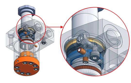 Drossel-Schwenkspannelemente (DSSE) von Hydrokomp sind kompakter und platzsparender als herkömmliche geschwindigkeitsgesteuerte Schwenkspannzylinder - und wesentlich günstiger beim technischen Aufwand zum Einbau wie auch zur Investition. Drossel-Schwenkspannelemente (DSSE) von Hydrokomp sind kompakter und platzsparender als herkömmliche geschwindigkeitsgesteuerte Schwenkspannzylinder - und wesentlich günstiger beim technischen Aufwand zum Einbau wie auch zur Investition.