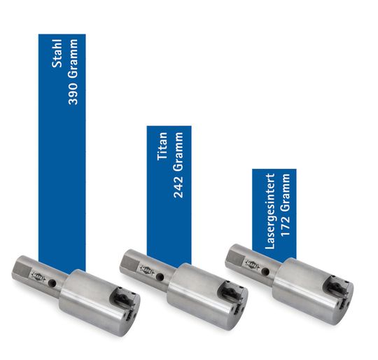 Werkzeugoptimierung durch Lasersintern: Das Gewicht der neuen Mapal-Außenreibahlen konnte so mehr als halbiert werden. So steige die Dynamik und gleichzeitig die Produktivität des Reibprozesses deutlich an. Werkzeugoptimierung durch Lasersintern: Das Gewicht der neuen Mapal-Außenreibahlen konnte so mehr als halbiert werden. So steige die Dynamik und gleichzeitig die Produktivität des Reibprozesses deutlich an.