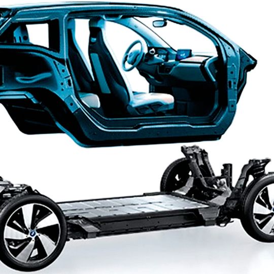 Bild 1: Die Live-Drive-Plattform – das horizontal geteilte Modularisierungskonzept des BMW i3. Bild 1: Die Live-Drive-Plattform – das horizontal geteilte Modularisierungskonzept des BMW i3.