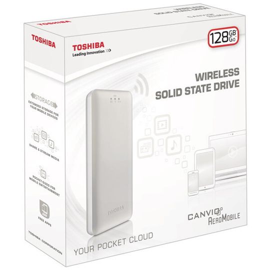 Toshibas Canvio AeroMobile findet per WLAN oder USB 3.0 Anschluss. Toshibas Canvio AeroMobile findet per WLAN oder USB 3.0 Anschluss.