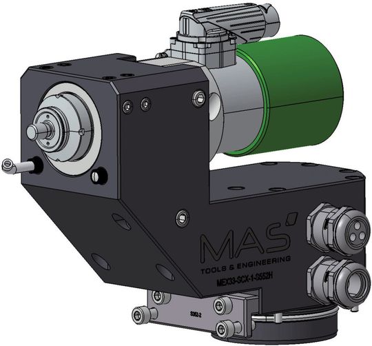 Integriert im kundenspezifischen Werkzeughalter sorgt die Motorspindel 4033 für Produktivitätsvorteile. Integriert im kundenspezifischen Werkzeughalter sorgt die Motorspindel 4033 für Produktivitätsvorteile.