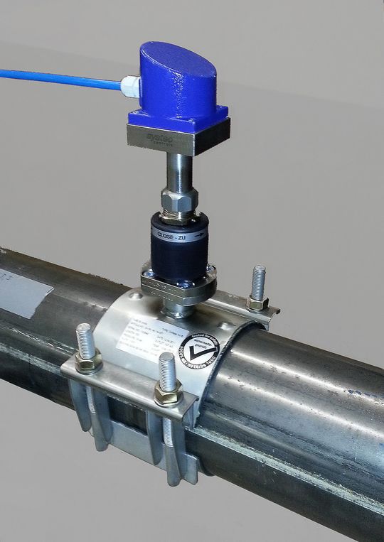 Die neu entwickelte Kupplung ermöglicht die schnelle, nachträgliche Installation des Druckluftmesssystems ohne Schweißarbeiten. Die neu entwickelte Kupplung ermöglicht die schnelle, nachträgliche Installation des Druckluftmesssystems ohne Schweißarbeiten.