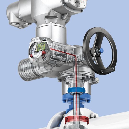Embedded within the Auma actuator, the new EWG electronic position transmitter converts the valve position into a standardised 0/4 – 20 mA signal for remote position indication. Embedded within the Auma actuator, the new EWG electronic position transmitter converts the valve position into a standardised 0/4 – 20 mA signal for remote position indication.