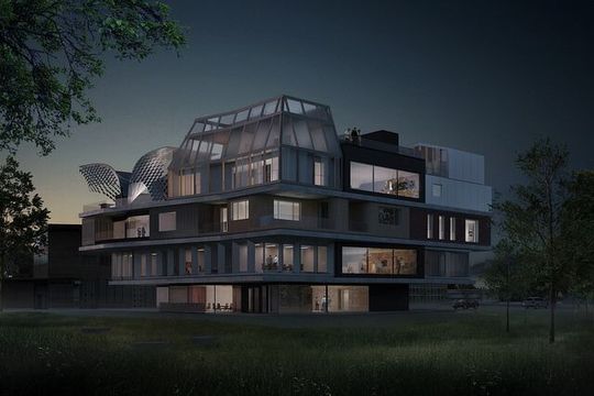 Das viergeschossige Experimentalgebäude NEST besteht aus einem Kern, dem so genannten «Backbone» mit drei offenen Plattformen, auf denen mehrere unabhängige Forschungs- und Innovationsmodule installiert werden können. Das viergeschossige Experimentalgebäude NEST besteht aus einem Kern, dem so genannten «Backbone» mit drei offenen Plattformen, auf denen mehrere unabhängige Forschungs- und Innovationsmodule installiert werden können.