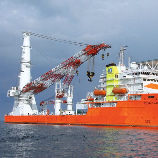 Das Errichterschiff OSA Goliath hat als größten Kran den MTC 78000 mit einer max. Traglast von 2000 t an Bord. Das Errichterschiff OSA Goliath hat als größten Kran den MTC 78000 mit einer max. Traglast von 2000 t an Bord.