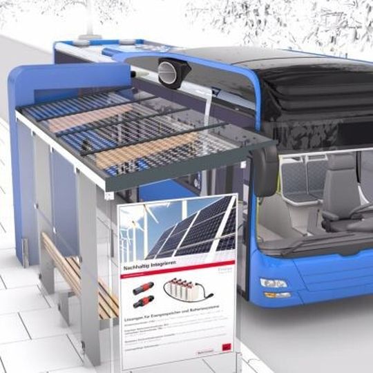 Nur für Sekunden tankt der E-Bus automatisch Strom an der Haltestelle. Genug Energie für die Fahrt zur nächsten Ladestation. Nur für Sekunden tankt der E-Bus automatisch Strom an der Haltestelle. Genug Energie für die Fahrt zur nächsten Ladestation.